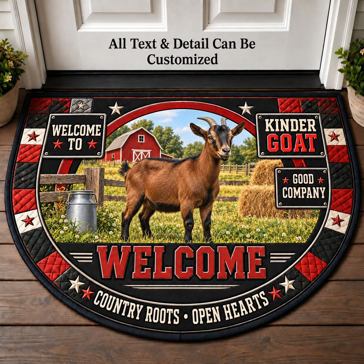 Kinder Goat Personalized Half Round Mat | 5To9Vibe