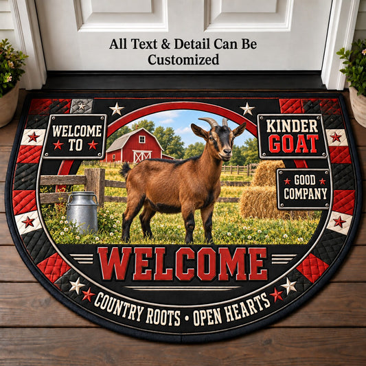 Kinder Goat Personalized Half Round Mat | 5To9Vibe