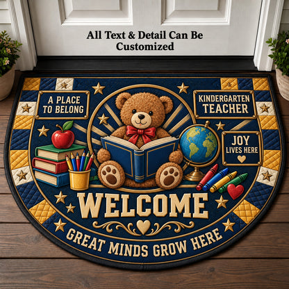 Kindergarten Teacher Personalized Half Round Mat | 5To9Vibe