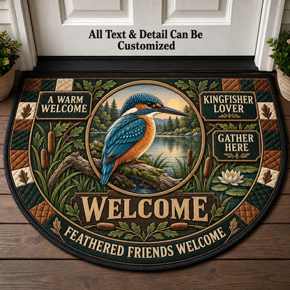 Kingfisher Lover Personalized Half Round Mat | 5To9Vibe