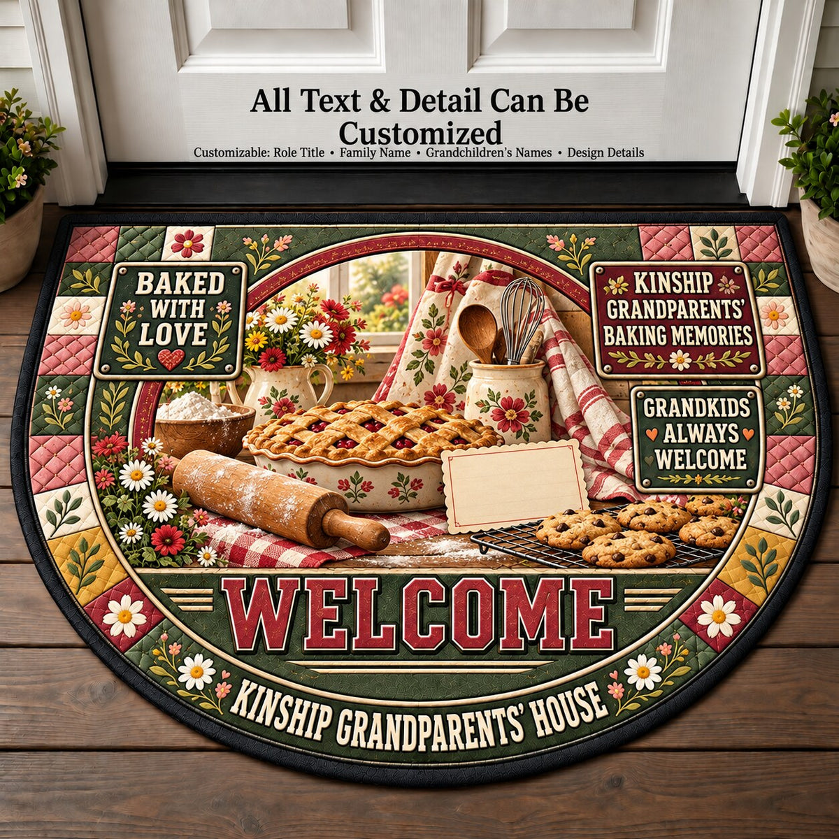 Kinship Grandparents' Baking Memories Personalized Half Round Mat | 5To9Vibe