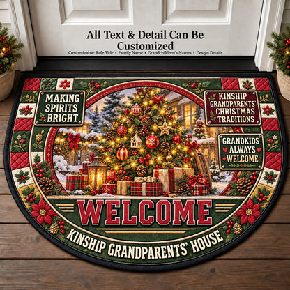 Kinship Grandparents' Christmas Traditions Personalized Half Round Mat | 5To9Vibe