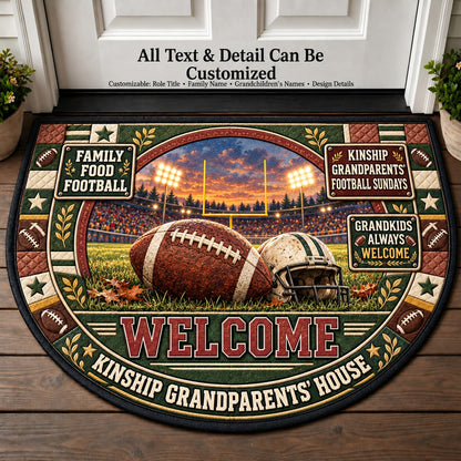 Kinship Grandparents' Football Sundays Personalized Half Round Mat | 5To9Vibe