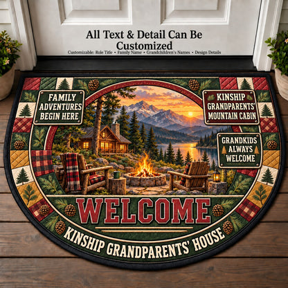 Kinship Grandparents' Mountain Cabin Personalized Half Round Mat | 5To9Vibe