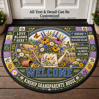 Kinship Grandparents' Wildflower Welcome Personalized Half Round Mat | 5To9Vibe