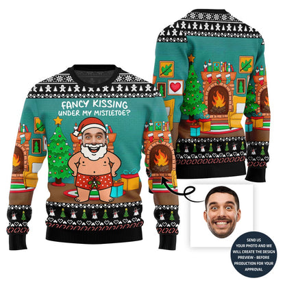 Kissing Under Mistletoe Customized Ugly Sweater