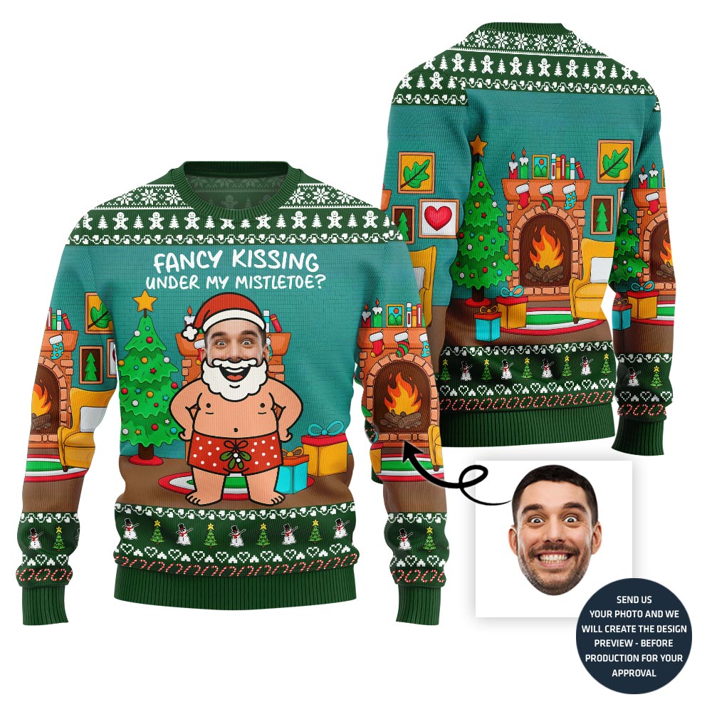 Kissing Under Mistletoe Customized Ugly Sweater