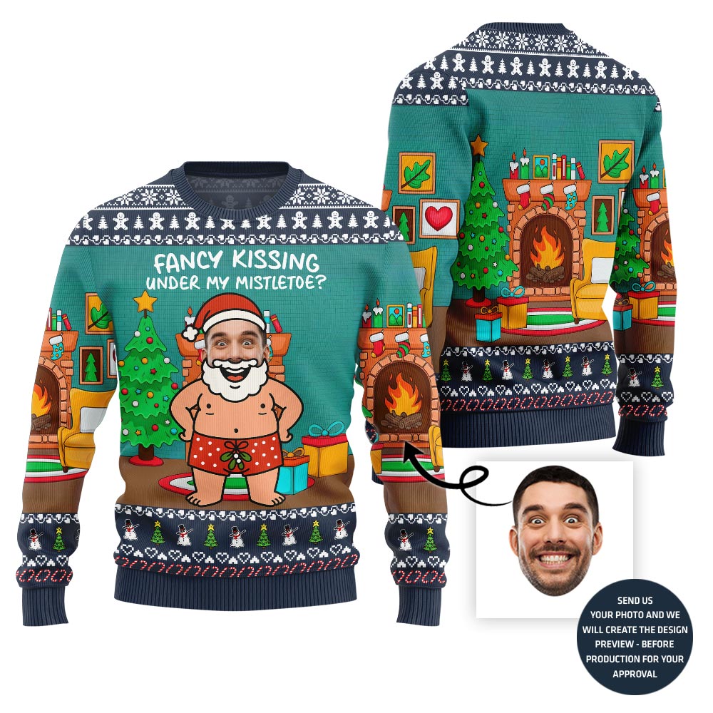 Kissing Under Mistletoe Customized Ugly Sweater