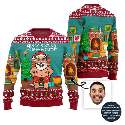 Kissing Under Mistletoe Customized Ugly Sweater