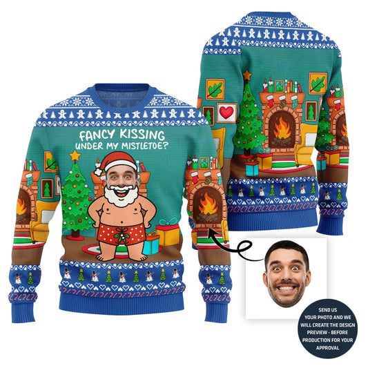 Kissing Under Mistletoe Customized Ugly Sweater