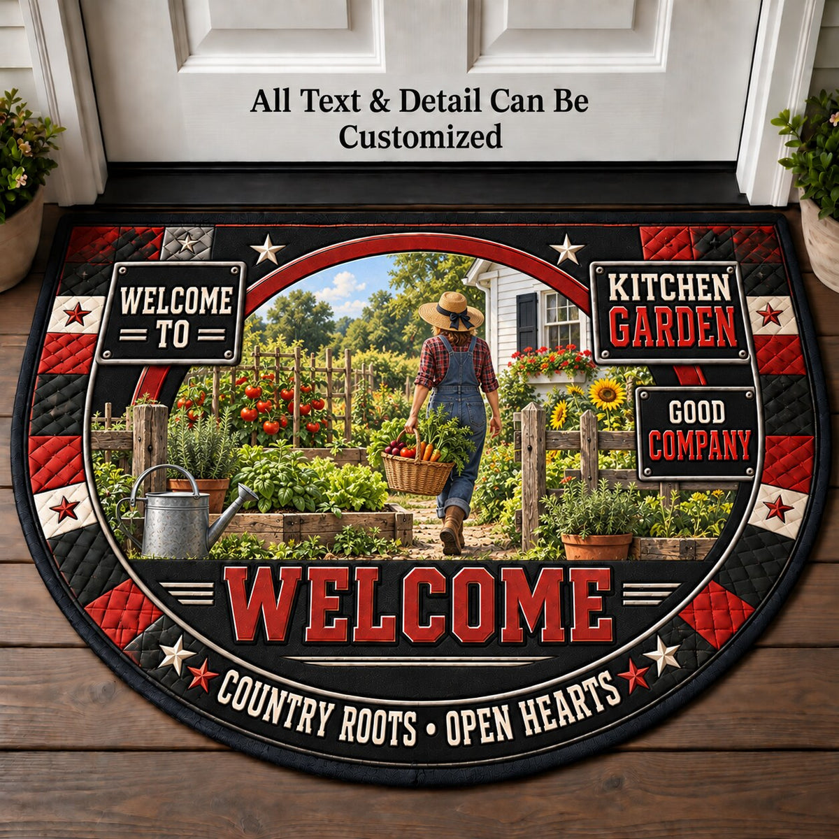 Kitchen Garden Personalized Half Round Mat | 5To9Vibe