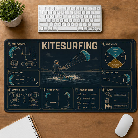 Kitesurfing Sports Visual Guide Desk Mat | 5To9Vibe