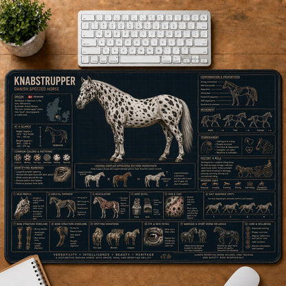 Knabstrupper Horse Horse and Equestrian Visual Guide Desk Mat | 5To9Vibe