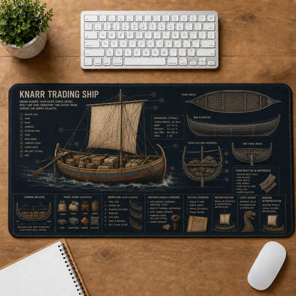 Knarr Trading Ship Viking History and Culture Guide Desk Mat | 5To9Vibe