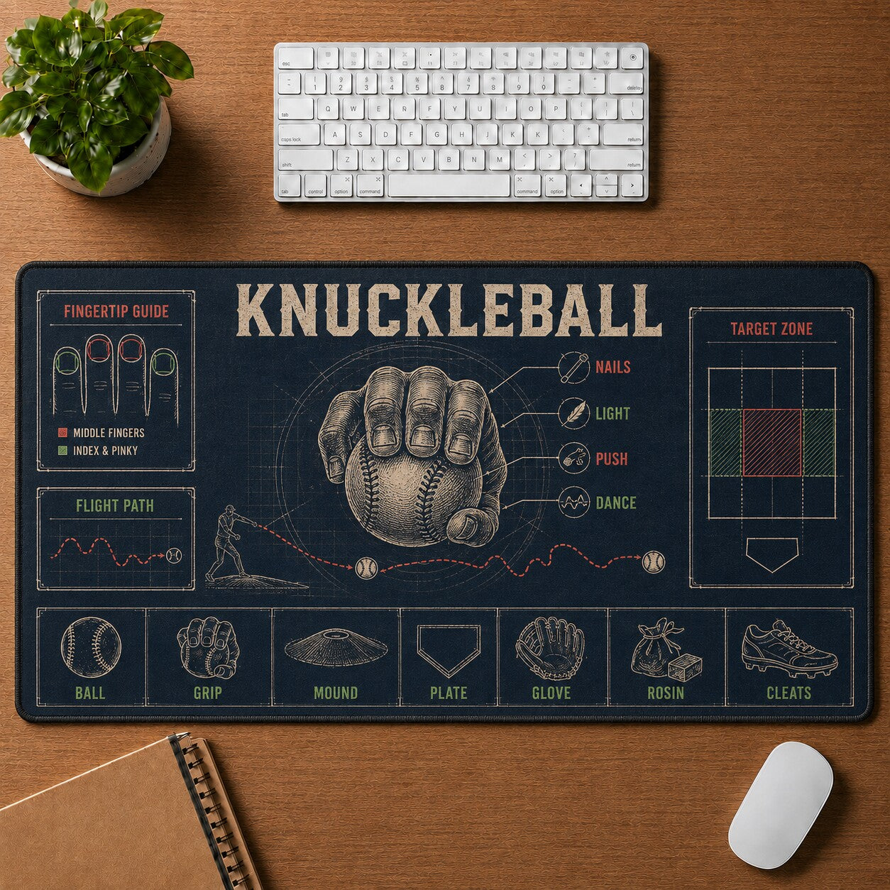 Knuckleball Baseball Blueprint Desk Mat | 5To9Vibe