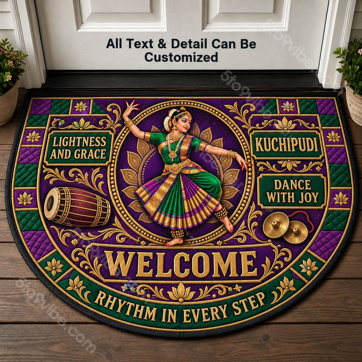 Kuchipudi Personalized Half Round Mat | 5To9Vibe
