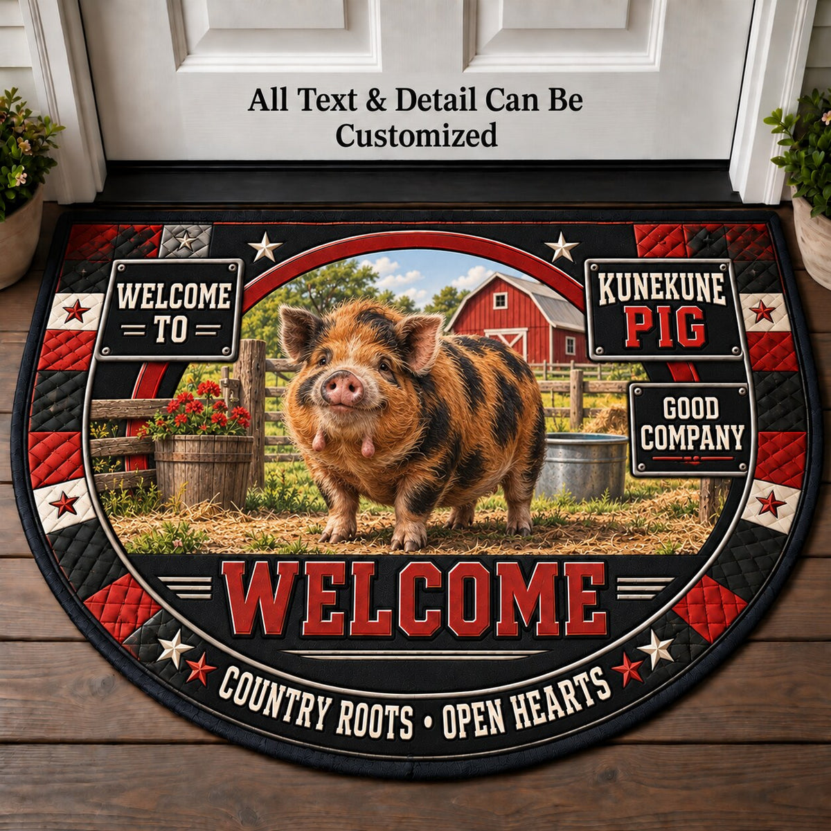 Kunekune Pig Personalized Half Round Mat | 5To9Vibe