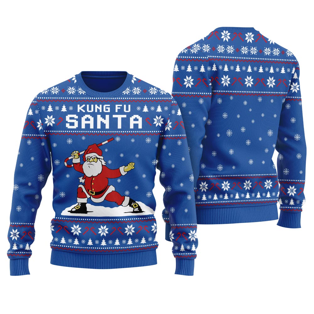 Kungfu Santa Christmas Sweater For Men