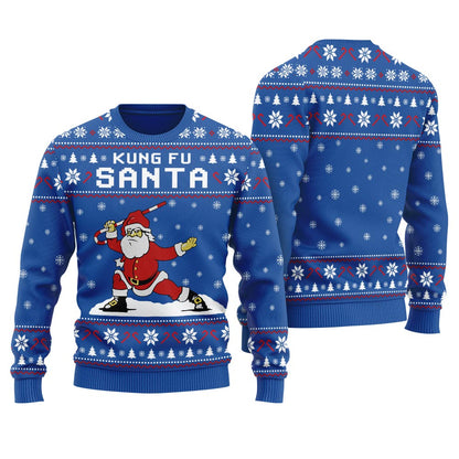 Kungfu Santa Christmas Sweater For Men