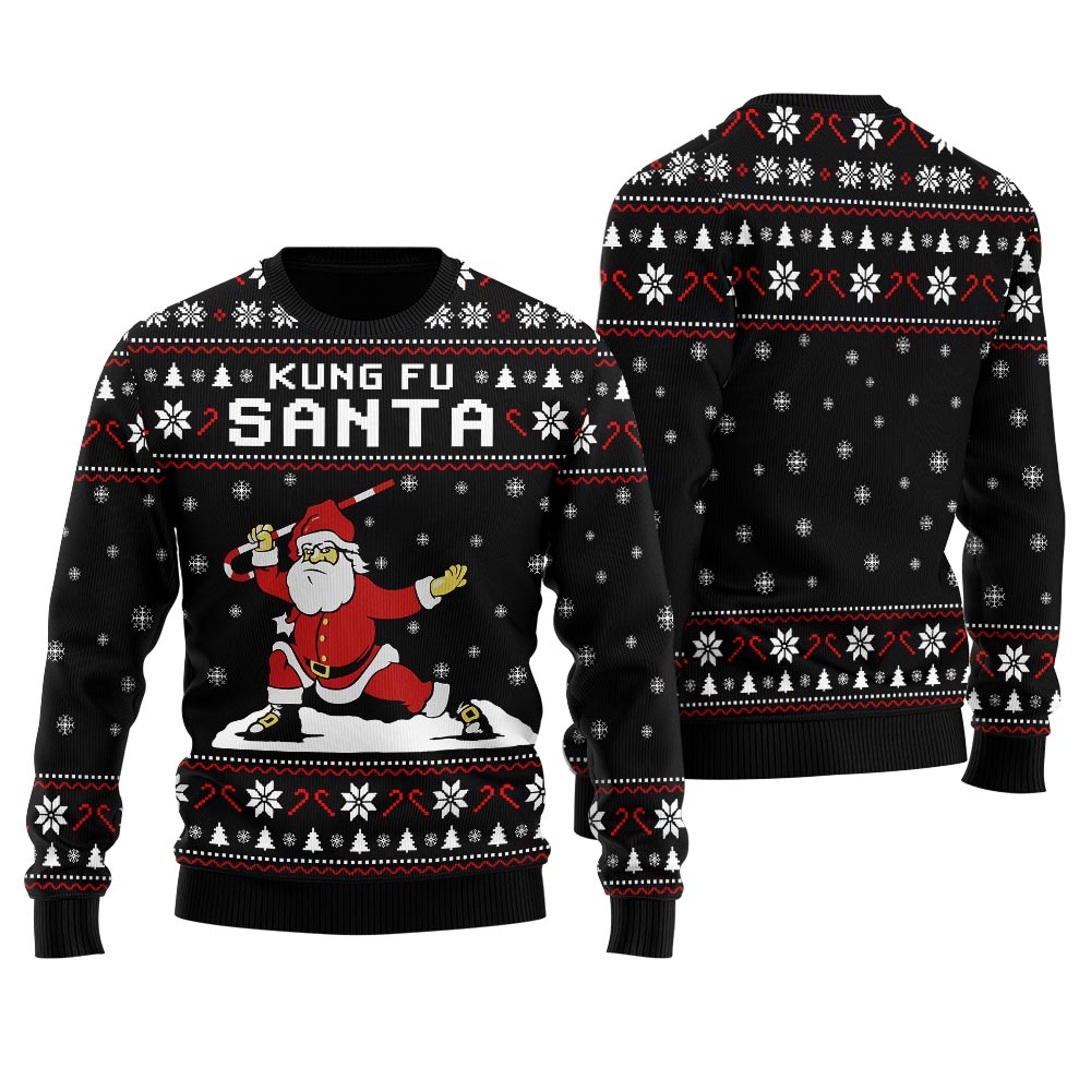 Kungfu Santa Christmas Sweater For Men