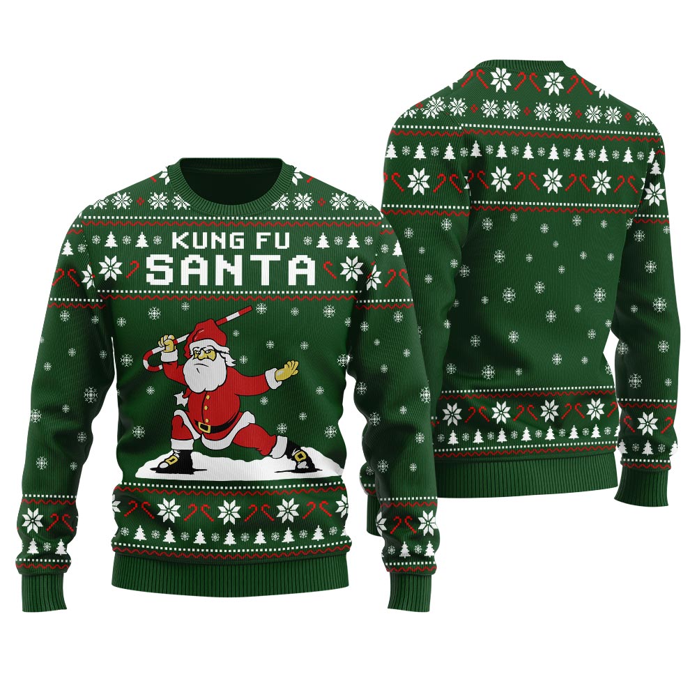 Kungfu Santa Christmas Sweater For Men