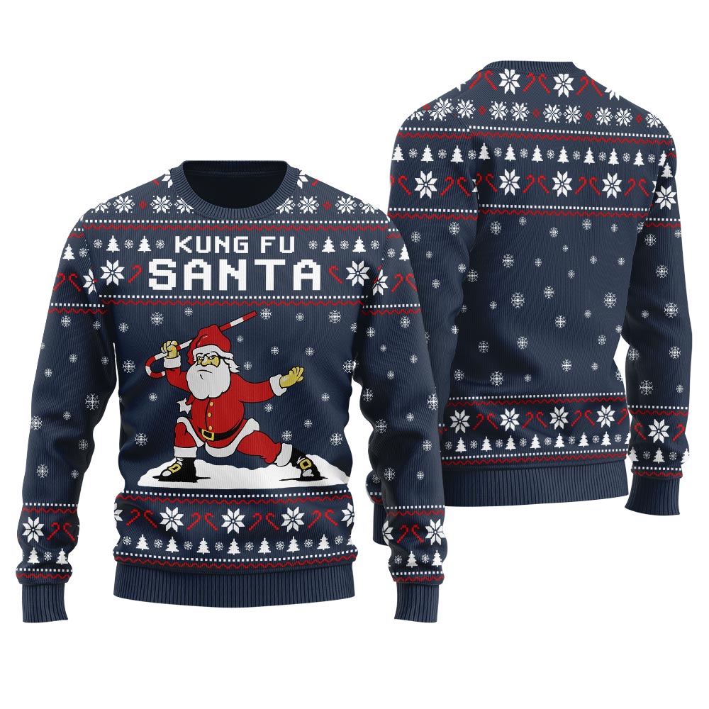 Kungfu Santa Christmas Sweater For Men