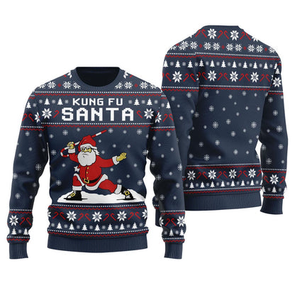 Kungfu Santa Christmas Sweater For Men