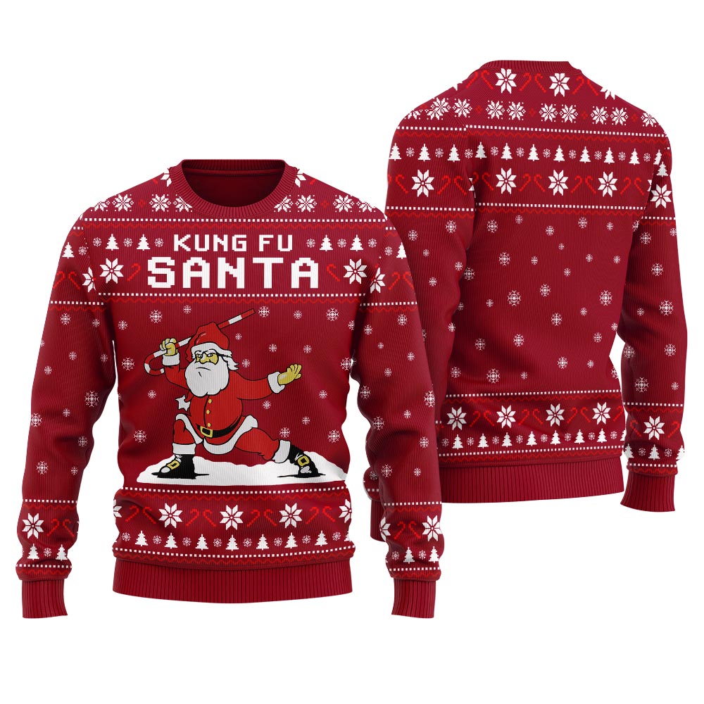 Kungfu Santa Christmas Sweater For Men