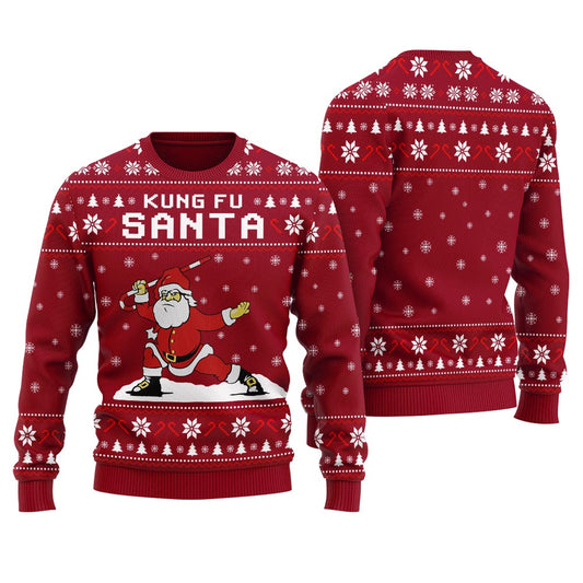 Kungfu Santa Christmas Sweater For Men