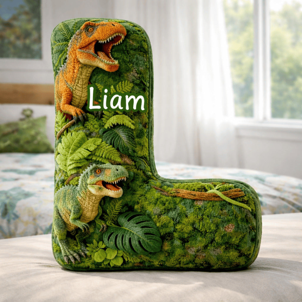 Dino and Princess Pillow Custom Name Gift  For Girls, Boys Irregular-Shaped Pillow Custom