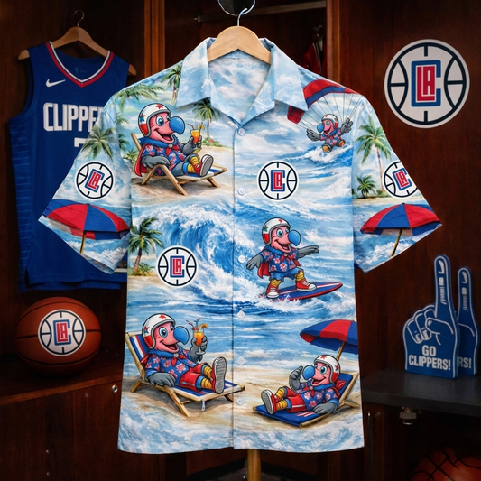 Camisa hawaiana unisex LAC Basketball Mascot Beach Viber para hombre y mujer