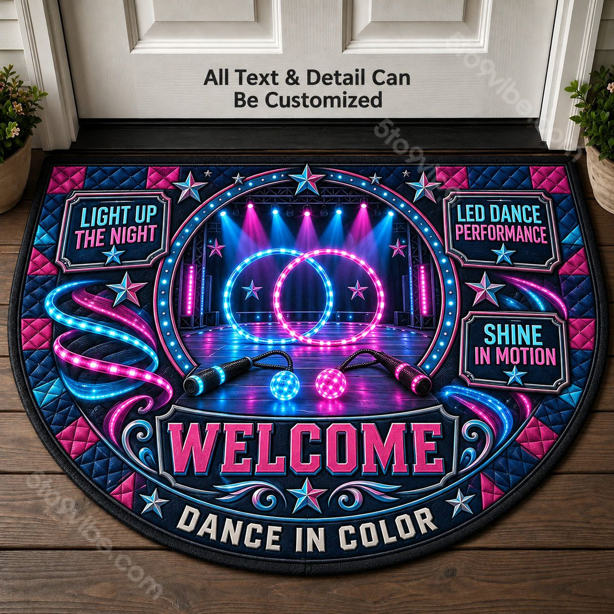LED Dance Performance Personalized Half Round Mat | 5To9Vibe