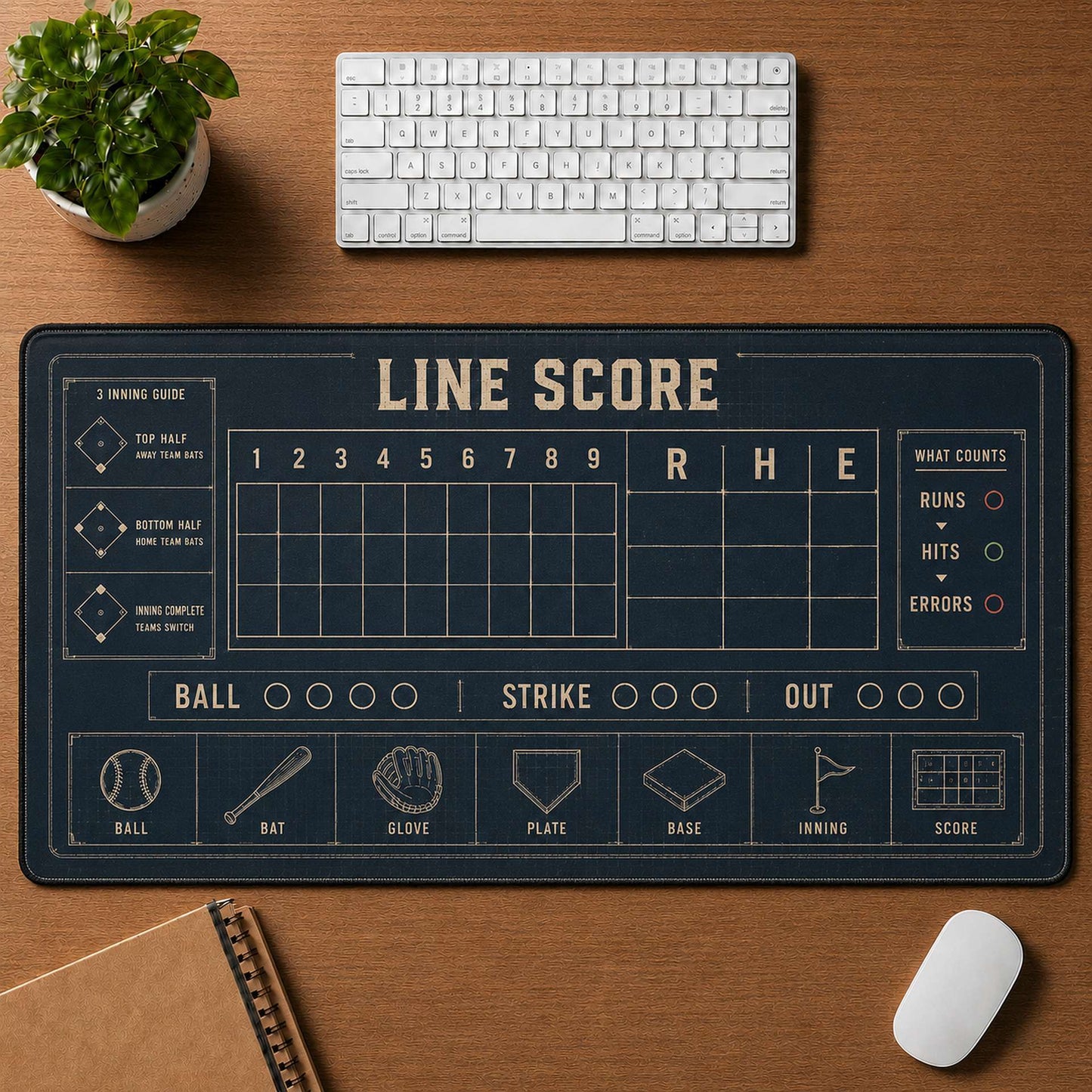Line Score Blueprint Desk Mat | 5To9Vibe
