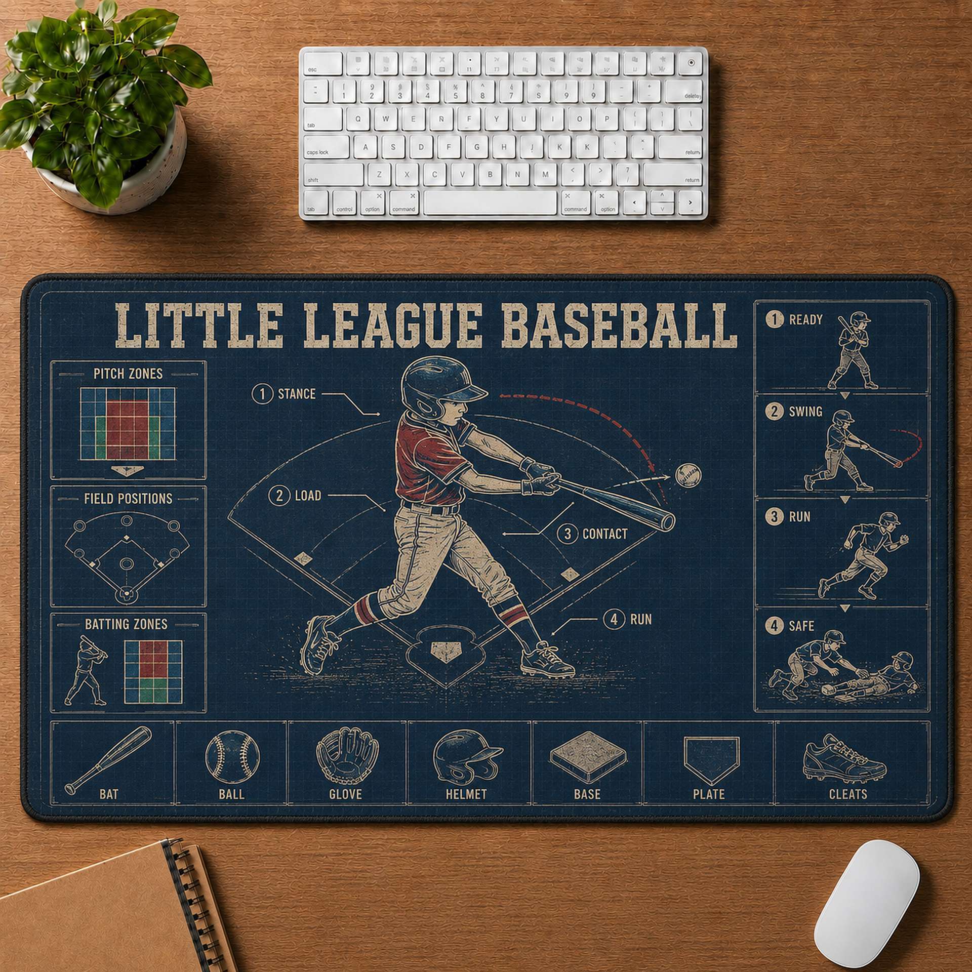 Little League Baseball Blueprint Desk Mat | 5To9Vibe