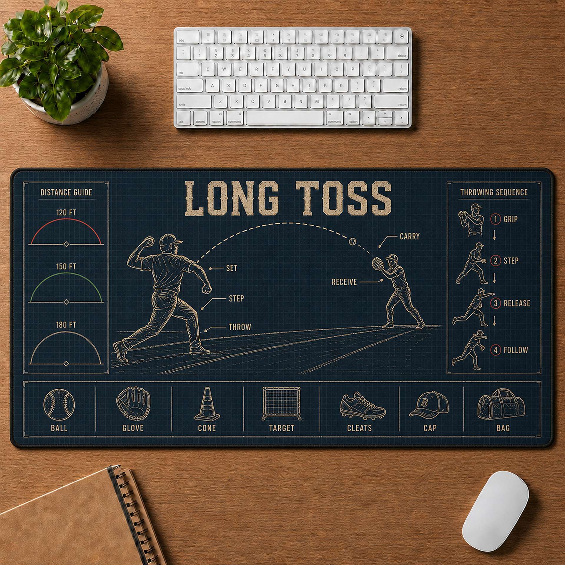 Long Toss Blueprint Desk Mat | 5To9Vibe