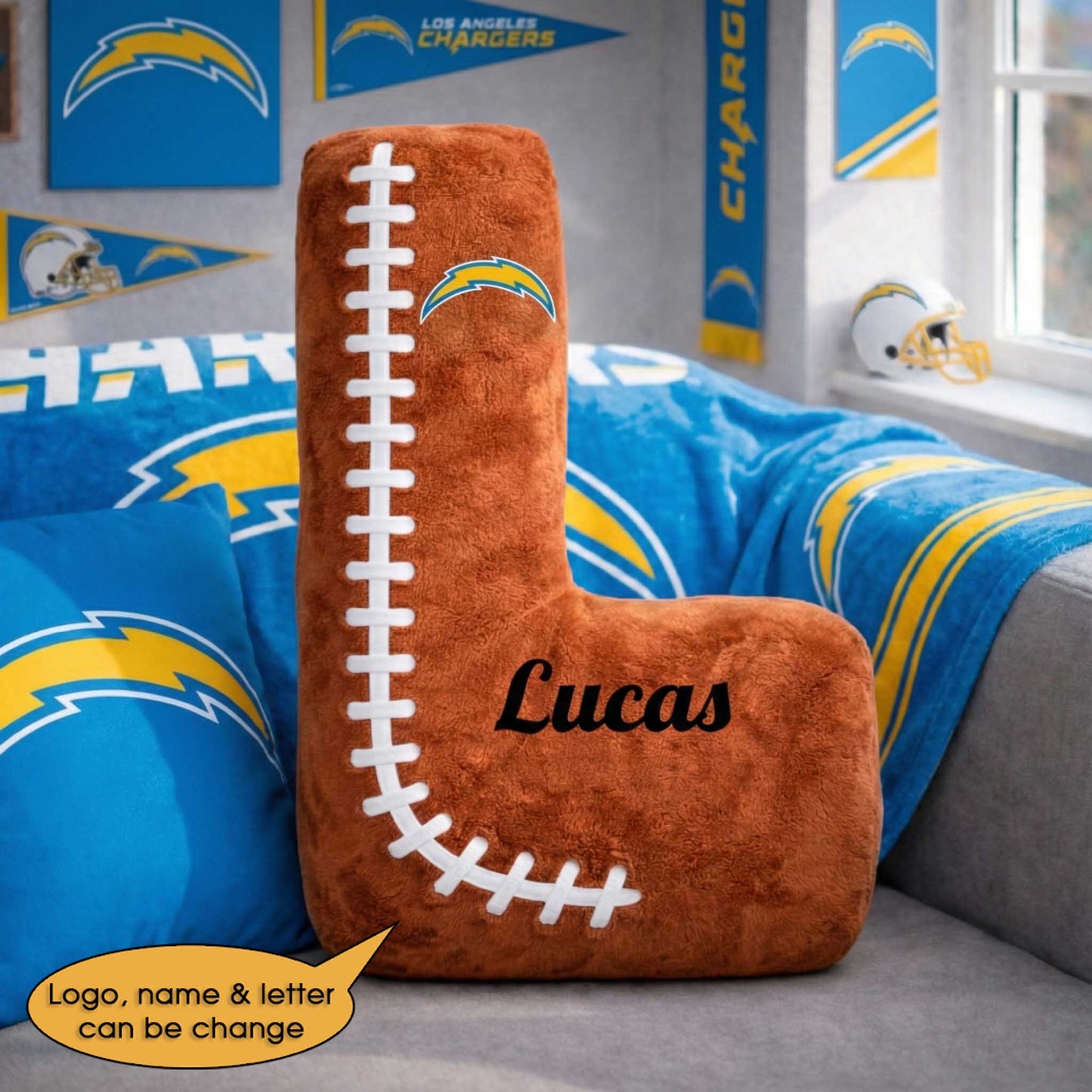 Football Pillow Custom Name and Logo All Teams 2 Irregular-Shaped Pillow Custom