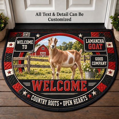 LaMancha Goat Personalized Half Round Mat | 5To9Vibe