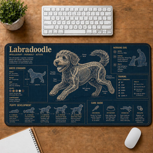Labradoodle Dog Breed Visual Guide Desk Mat | 5To9Vibe