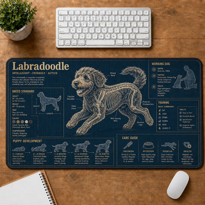 Labradoodle Dog Breed Visual Guide Desk Mat | 5To9Vibe