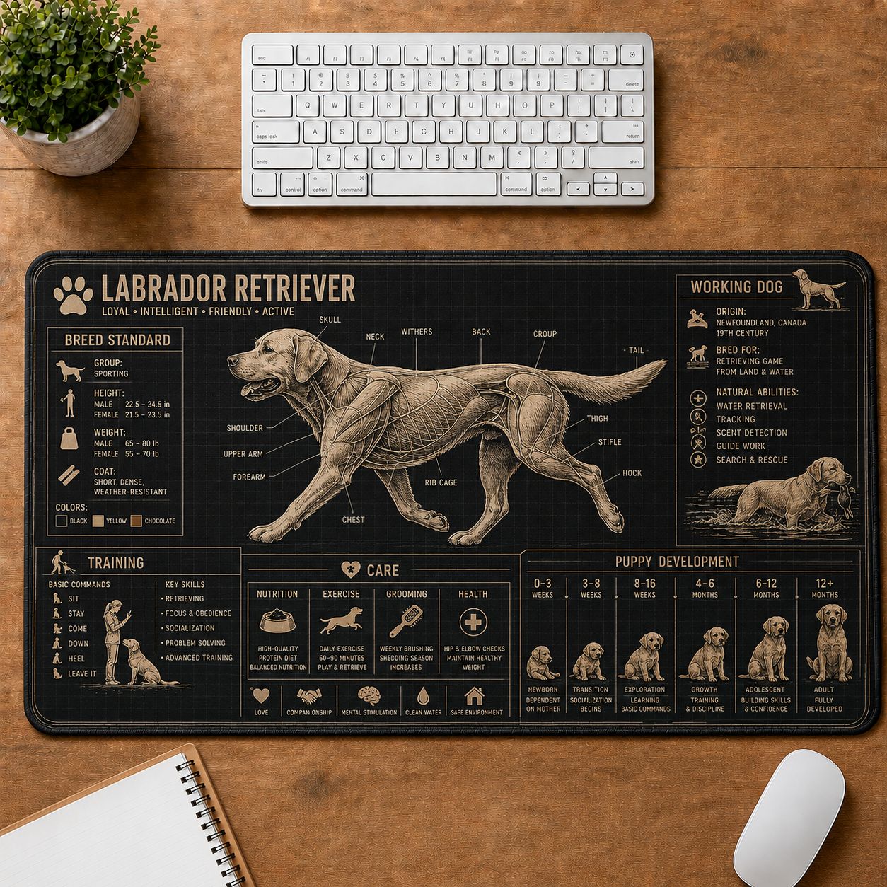 Labrador Retriever Dog Breed Visual Guide Desk Mat | 5To9Vibe