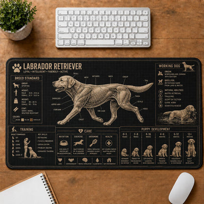 Labrador Retriever Dog Breed Visual Guide Desk Mat | 5To9Vibe