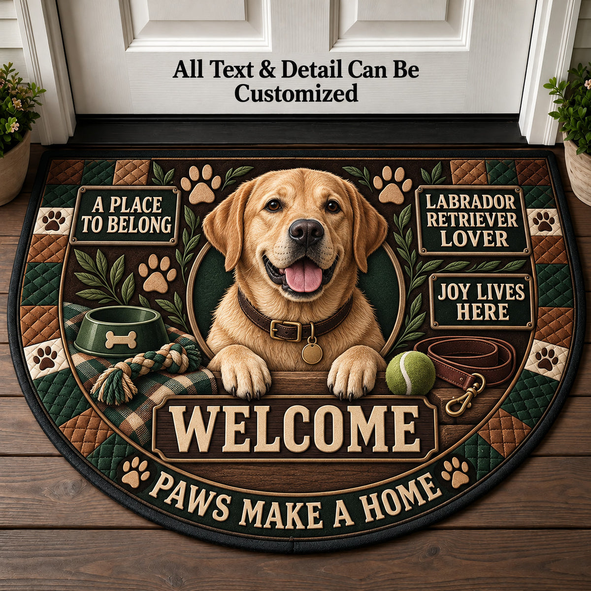Labrador Retriever Lover Personalized Half Round Mat | 5To9Vibe