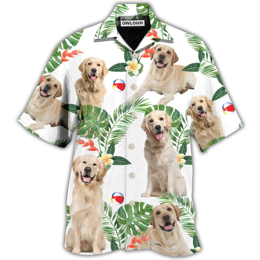 Hawaiian Shirt / Adults / S Labrador Retriever Dog Tropical Leaf White Style - Hawaiian Shirt 