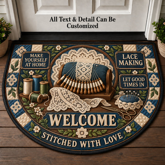 Lace Making Personalized Half Round Mat | 5To9Vibe
