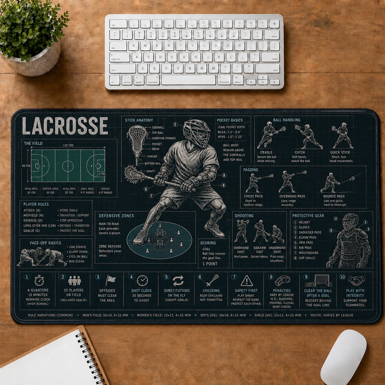 Lacrosse Sports Visual Guide Desk Mat | 5To9Vibe