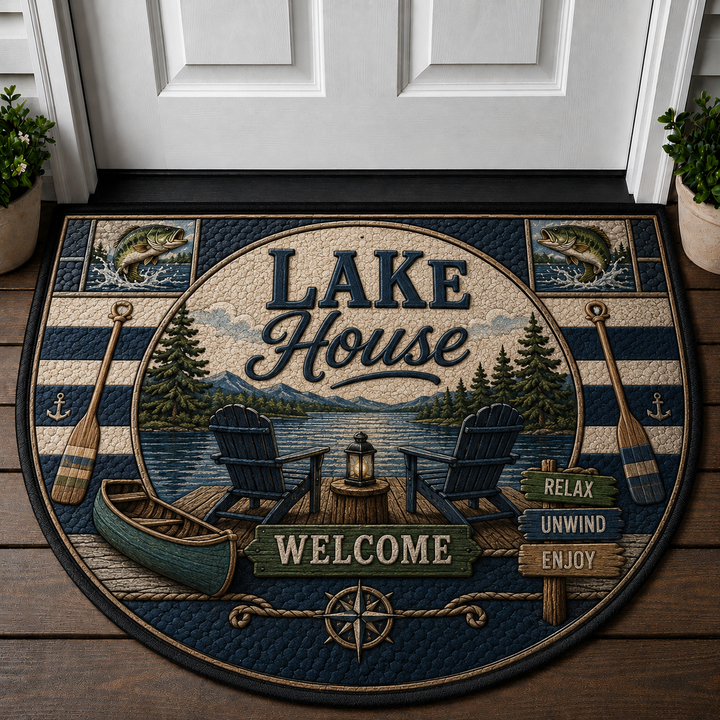 Lake House Welcome Mat - Relaxing Lakeside Nature Outdoor Doormat - 5to9vibe