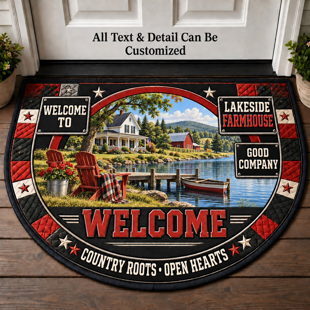 Lakeside Farmhouse Personalized Half Round Mat | 5To9Vibe