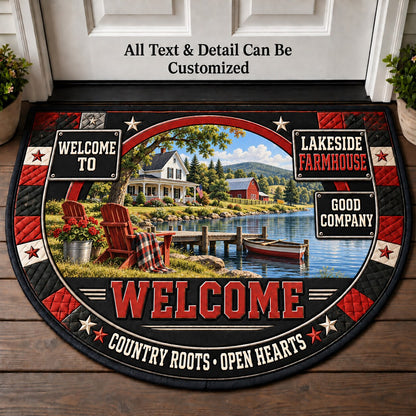 Lakeside Farmhouse Personalized Half Round Mat | 5To9Vibe