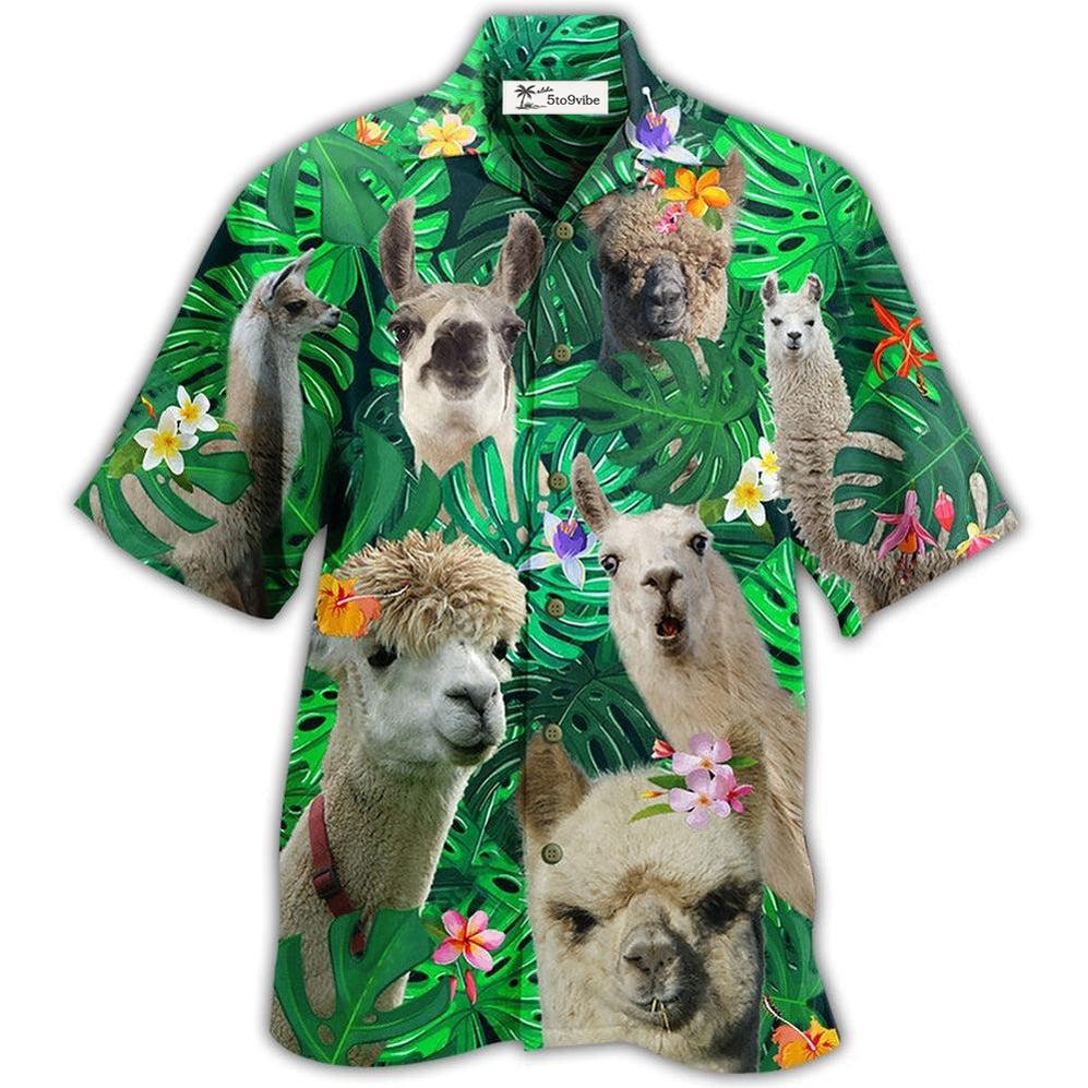 Hawaiian Shirt / Adults / S Lama Cute Love Green Leaves - Hawaiian Shirt 