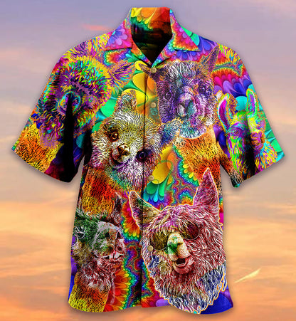 Lama Happiness Smile Mix Color - Hawaiian Shirt 